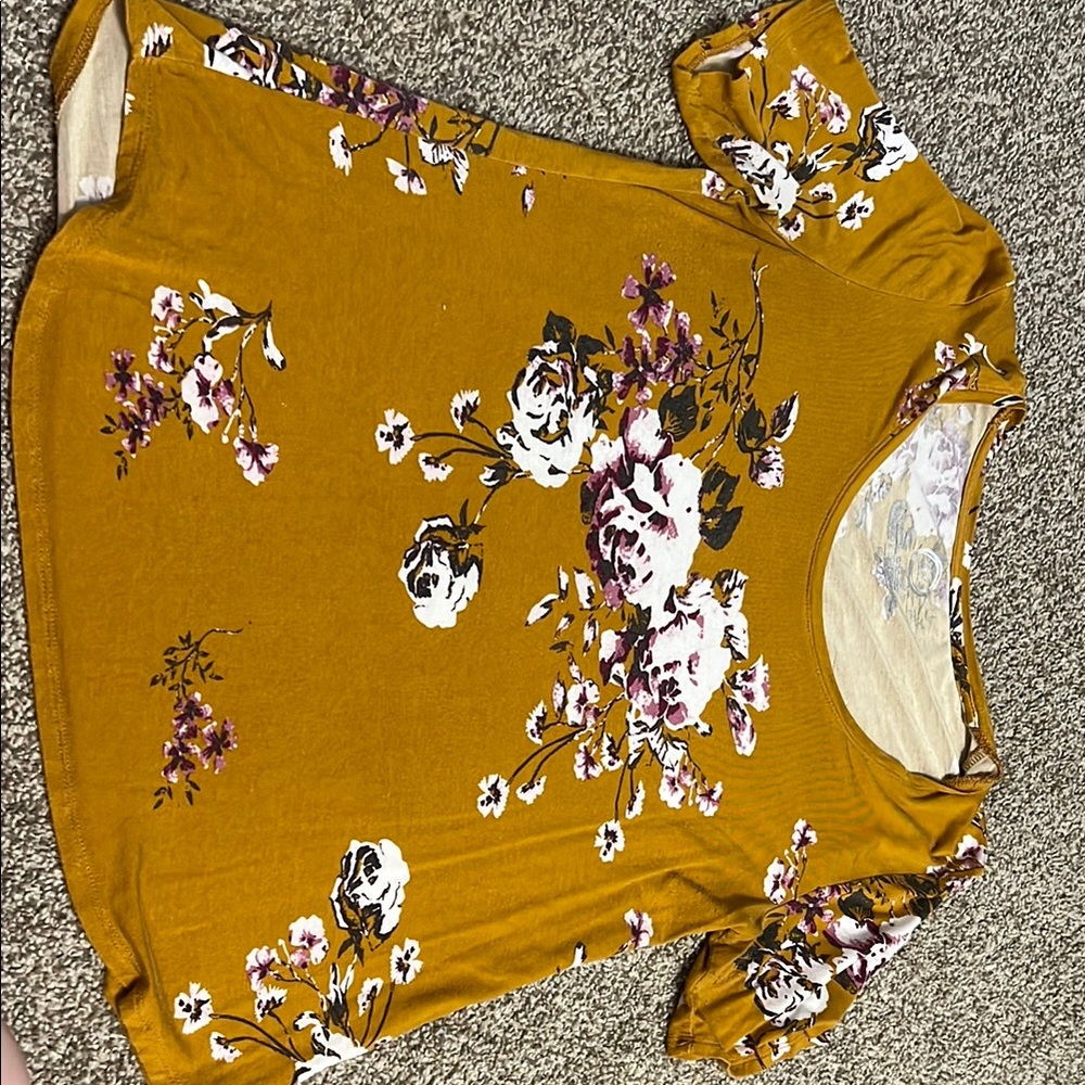 Floral Mustard Top